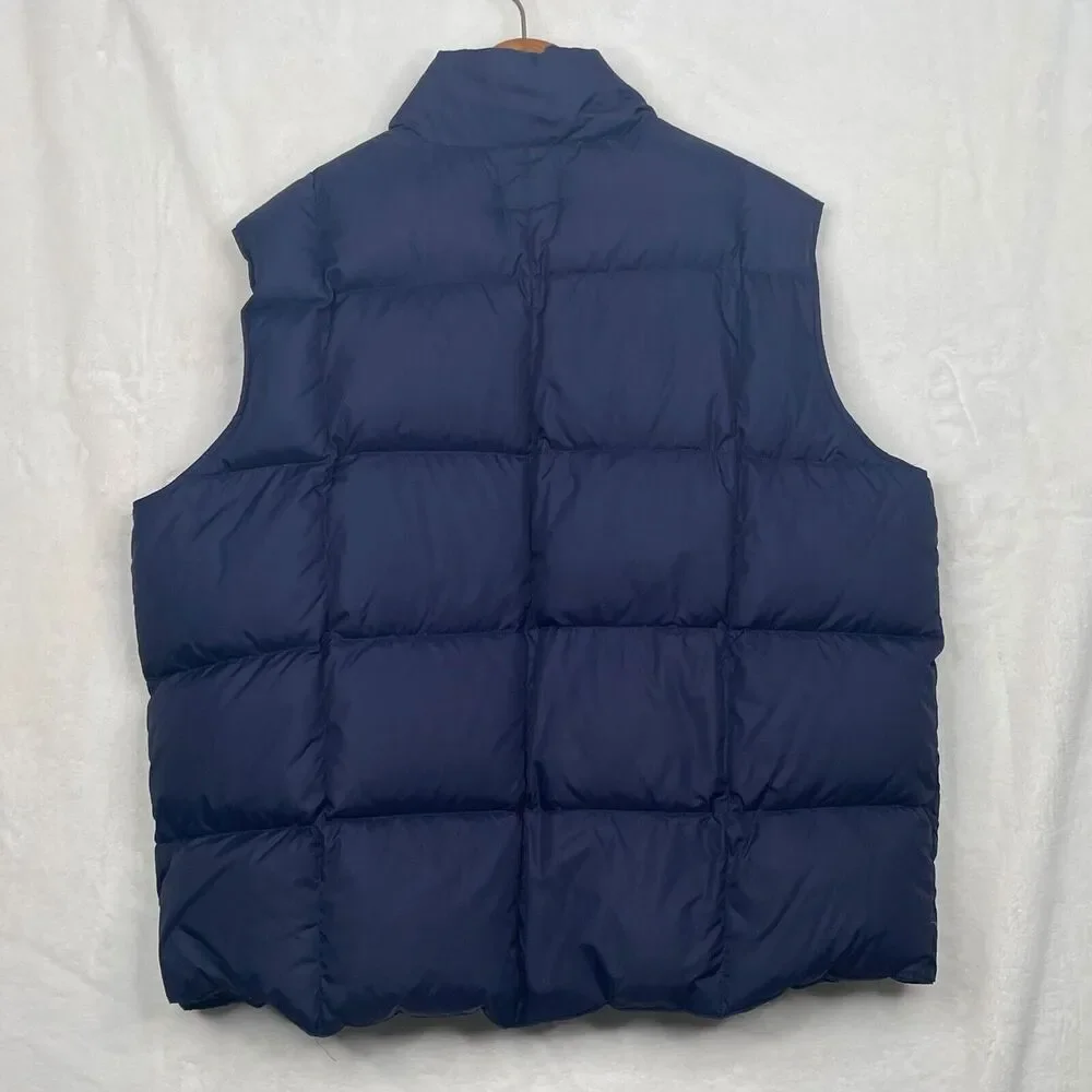 Lands End Vest Men 2XL Blue Down Puffer Pockets Outdoor Camp Hike Winter